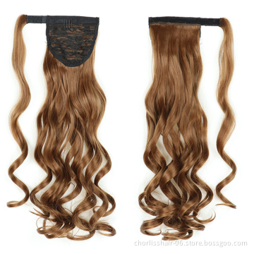 Wholesale Hot Sale Chorliss Natural Indian Virgin Cheveux Afro Curly Hair Ponytail For Black Women Synthetic Ponytail Extensions